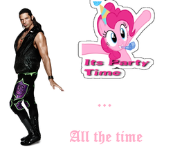 Size: 1274x1079 | Tagged: safe, pinkie pie, g4, adam rose, copy and paste, hat, party hat, party horn, pink, simple background, text, wwe