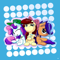 Size: 1200x1200 | Tagged: safe, artist:bobdude0, apple bloom, scootaloo, sweetie belle, g4, album cover, commission, cutie mark crusaders, ear piercing, ghetto, hat, hip hop, male, necklace, smoking, thug, trap