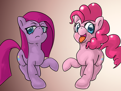 Size: 1024x768 | Tagged: safe, artist:ushiro no kukan, pinkie pie, g4, duality, female, pinkamena diane pie, pixiv, solo