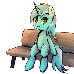 Size: 3000x3000 | Tagged: safe, artist:coma392, lyra heartstrings, g4, bench, female, high res, pixiv, sitting lyra, solo