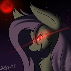 Size: 1000x1000 | Tagged: safe, artist:silverfox057, fluttershy, g4, blood moon, female, flutterbat, solo