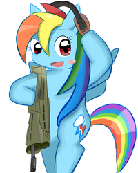 Size: 1582x1981 | Tagged: safe, artist:timorikawa, rainbow dash, g4, gun, simple background, weapon