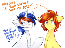 Size: 1280x960 | Tagged: safe, artist:sugarberry, oc, oc only, oc:firefox, oc:safari, browser ponies, firefox, ginger, male, ponified, redhead, rule 63, safari, south park