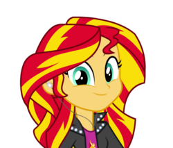 Size: 485x413 | Tagged: safe, artist:mohawgo, sunset shimmer, equestria girls, g4, cute, earbuds, faic, female, looking at you, shimmerbetes, simple background, smiling, solo, transparent background, vector, when she smiles