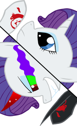 Size: 704x1149 | Tagged: safe, artist:blondenobody, rarity, pony, unicorn, g4, crossover, dark magic, duality, fangs, female, frown, fullmetal alchemist, glare, greed, grin, magic, mare, ouroboros, simple background, smiling, sombra eyes, white background