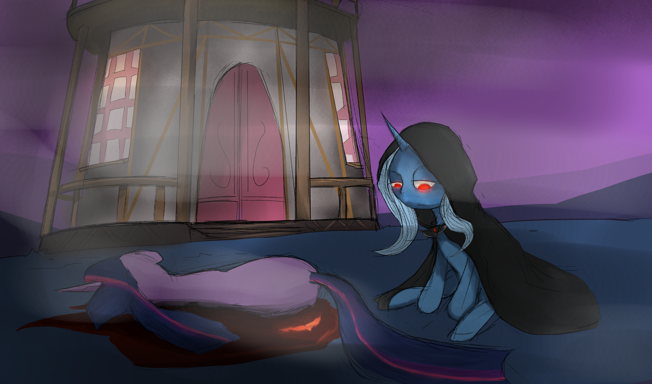 #739026 - alicorn amulet, artist:tenenbris, bad end, blood, cape, cloak