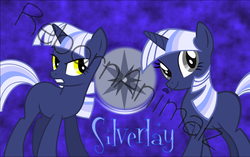 Size: 1321x827 | Tagged: safe, oc, oc only, oc:silverlay, original species, umbra pony, duality, frown, glare, gritted teeth, smiling