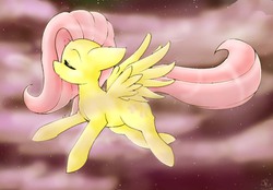Size: 1136x792 | Tagged: safe, artist:thunderbolt3000, fluttershy, g4, eyes closed, female, flying, solo