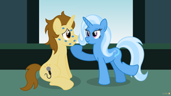 Size: 3840x2160 | Tagged: safe, artist:flashlighthouse, trixie, oc, pony, unicorn, g4, canon x oc, female, great and powerful kisses, high res, kiss mark, lipstick, male, mare, shipping, straight