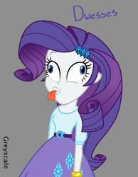 Size: 572x738 | Tagged: safe, artist:greyscaleart, part of a set, rarity, equestria girls, g4, derp, female, flanderization, part of a series, rariderp, silly human, solo, that pony sure does love dresses, tongue out