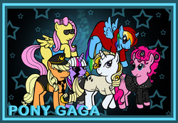 Size: 3641x2521 | Tagged: safe, artist:cookye306, applejack, fluttershy, pinkie pie, rainbow dash, rarity, twilight sparkle, g4, high res, lady gaga, mane six