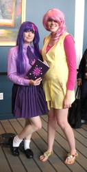 Size: 1818x3571 | Tagged: safe, fluttershy, twilight sparkle, human, g4, cosplay, irl, irl human, photo