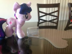 Size: 1024x768 | Tagged: safe, twilight sparkle, g4, 4de, chocolate milk, everything is ruined, irl, meme, photo, plushie, pure unfiltered evil, some men just want to watch the world burn, spill, spilled milk