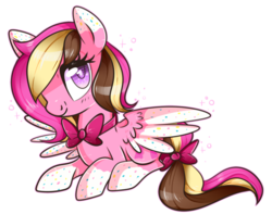 Size: 756x597 | Tagged: dead source, safe, artist:suzuii, oc, oc only, oc:sprinkle treats, bow, hair bow, solo, tail bow