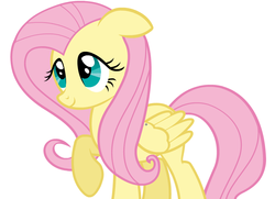 Size: 902x653 | Tagged: safe, artist:themightyshizam, fluttershy, g4, female, happy, raised hoof, solo