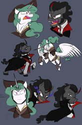 Size: 2970x4493 | Tagged: safe, artist:assassin-or-shadow, king sombra, princess celestia, undead, vampire, g4, dracula, female, male, rule 63, ship:celestibra, shipping, straight, van helsing