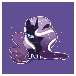 Size: 2100x2100 | Tagged: safe, artist:xwhitedreamsx, nightmare rarity, g4, blushing, chibi, cute, embarrassed, female, frown, hair over one eye, high res, nightmare raribetes, raised hoof, simple background, solo, tsundere