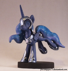 Size: 800x842 | Tagged: safe, artist:frozenpyro71, nightmare moon, princess luna, g4, armor, clothes, costume, craft, cute, eyes closed, female, figurine, nicemare moon, nightmare night costume, sculpture, smiling, solo, warrior luna