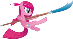 Size: 2540x1367 | Tagged: safe, artist:wraithx79, pinkie pie, g4, female, guan yu, guandao, polearm, solo, the quest of three kingdoms, weapon