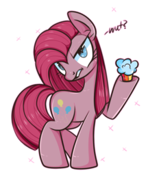 Size: 529x613 | Tagged: dead source, safe, artist:suzuii, pinkie pie, g4, cupcake, female, pinkamena diane pie, solo