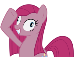 Size: 4900x3700 | Tagged: safe, artist:jorobro, edit, pinkie pie, earth pony, pony, g4, contemplating insanity, female, pinkamena diane pie, rainbow dash salutes, recolor, salute, simple background, solo, transparent background