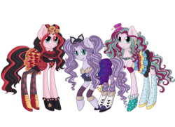 Size: 1280x929 | Tagged: safe, ever after high, kitty cheshire, lizzie hearts, madeline hatter, ponified
