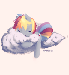 Size: 2240x2440 | Tagged: safe, artist:crystaljaw, rainbow dash, g4, cloud, female, high res, sleeping, solo