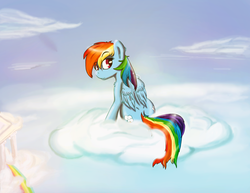 Size: 3300x2550 | Tagged: safe, artist:starhoof, rainbow dash, g4, cloud, cloudy, female, high res, rainbow, sky, solo