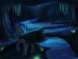 Size: 4608x3456 | Tagged: safe, artist:blackheart0001, princess luna, g4, cape, cave, clothes, female, high res, solo, water
