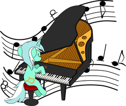 Size: 3746x3145 | Tagged: safe, artist:emper24, lyra heartstrings, g4, female, high res, music notes, musical instrument, piano, solo