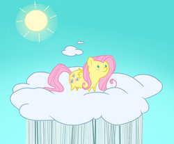 Size: 1067x885 | Tagged: safe, artist:wimsi, fluttershy, g4, cloud, female, solo