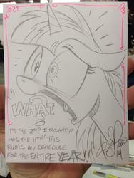 Size: 768x1024 | Tagged: safe, artist:andy price, twilight sparkle, g4, female, little tongue, monochrome, open mouth, sketch, solo, traditional art, twilight snapple, twilighting, yelling