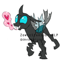 Size: 1024x840 | Tagged: safe, artist:zowiestardust-mlp, changeling, cute, heart, solo