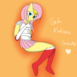 Size: 1280x1280 | Tagged: safe, artist:asksailorponies, artist:sailormod, fluttershy, anthro, g4, female, lying down, on side, pose, sailor kindness, solo