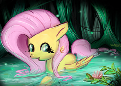 Size: 4093x2894 | Tagged: safe, artist:dueswals, fluttershy, g4, female, lake, solo