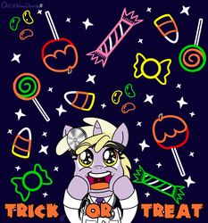 Size: 1400x1500 | Tagged: safe, artist:outofworkderpy, dinky hooves, pony, unicorn, g4, candy, candy apple, clothes, costume, cute, dinkabetes, doctor, excited, female, filly, halloween, head mirror, heart eyes, looking up, nightmare night, open mouth, outofworkderpy, smiling, solo, sparkles, starry eyes, wingding eyes