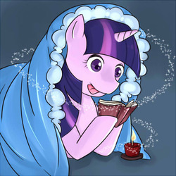 Size: 650x650 | Tagged: safe, artist:kesuke, twilight sparkle, g4, book, female, pixiv, solo