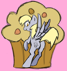 Size: 403x429 | Tagged: safe, artist:magello, derpy hooves, pegasus, pony, g4, butt, color, female, mare, muffin, plot, solo