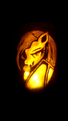 Size: 1600x2844 | Tagged: safe, artist:xmiradox, fluttershy, g4, female, flutterbat, jack-o-lantern, pumpkin, solo