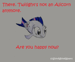 Size: 1024x849 | Tagged: safe, artist:sketch-shepherd, twilight sparkle, fish, g4, albacore, alicorn drama, drama, op is a duck, op is trying to start shit, solo, species swap, text, twilight sparkle (alicorn), wat