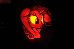 Size: 4288x2848 | Tagged: safe, artist:archiveit1, rarity, g4, female, jack-o-lantern, pumpkin, solo