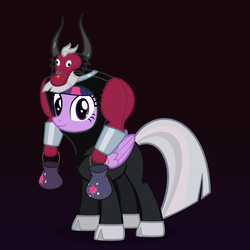 Size: 3000x3000 | Tagged: safe, artist:ohitison, lord tirek, twilight sparkle, alicorn, pony, g4, clothes, costume, female, high res, kigurumi, looking at you, mare, smiling, solo, twilight sparkle (alicorn)