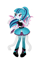 Size: 600x1000 | Tagged: safe, artist:iriskaart, sonata dusk, equestria girls, g4, my little pony equestria girls: rainbow rocks, alternate clothes, blushing, cute, elf ears, female, fin wings, smiling, solo, sonatabetes, wings