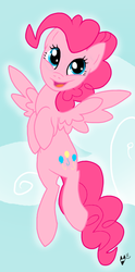 Size: 832x1677 | Tagged: safe, artist:ticklemefrosty, pinkie pie, pegasus, pony, g4, female, flying, hilarious in hindsight, pegasus pinkie pie, race swap, solo