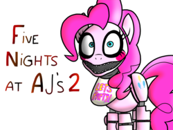 Size: 1024x768 | Tagged: safe, artist:birdivizer, pinkie pie, five nights at aj's, g4, creepy, female, five nights at freddy's, looking at you, solo