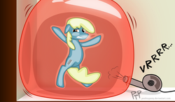 Size: 1316x768 | Tagged: dead source, safe, artist:pooltoypony, oc, oc only, balloon, blowing up balloons, compression, inflating, solo, that pony sure does love balloons