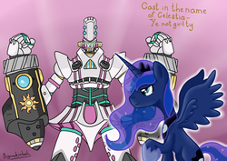 Size: 3507x2480 | Tagged: safe, artist:bigmackintosh, princess luna, g4, big fau, crossover, high res, mecha, megadeus, print, the big o