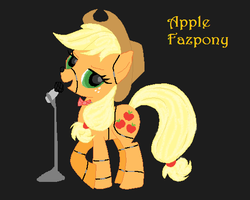 Size: 524x420 | Tagged: safe, applejack, robot, five nights at aj's, g4, 1000 hours in ms paint, animatronic, applefreddy, creepy, female, five nights at freddy's, looking at you, microphone, ms paint, solo