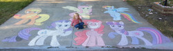 Size: 3254x967 | Tagged: safe, applejack, fluttershy, pinkie pie, rainbow dash, rarity, twilight sparkle, g4, chalk, mane six