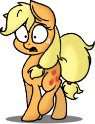 Size: 843x1097 | Tagged: safe, artist:strangiesleepy, applejack, g4, female, hatless, missing accessory, shocked, simple background, solo, transparent background